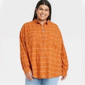 Ava & Viv Women’s Plus size Long Sleeve Button-down Flannel